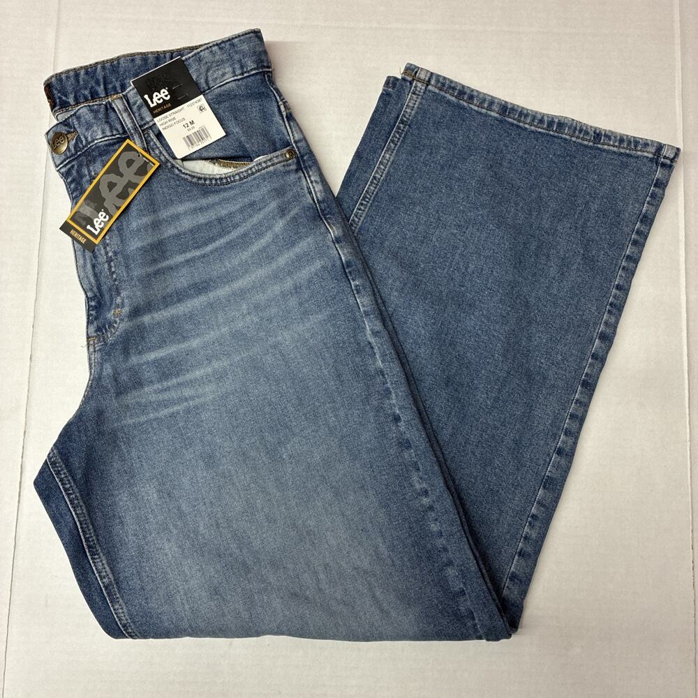 NWT Lee Heritage Women's Blue Jeans Size 12 M Loose Straight High Rise NEW